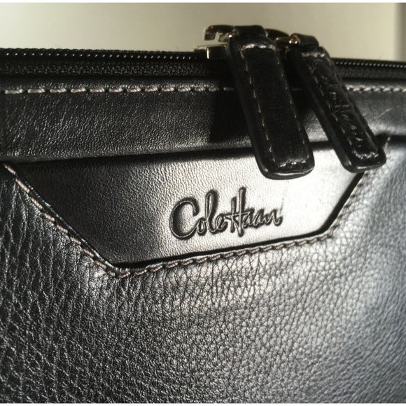 Cole Haan Mens Black Leather Double Two Way Zip Laptop Attache Briefcase - Picture 3 of 12